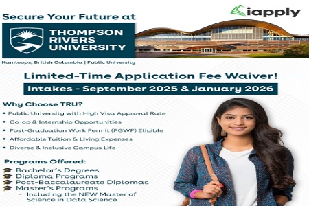 Canada Awaits! Apply to Thompson Rivers University (TRU) - Application Fee Waiver 